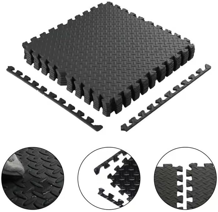 ForzaFit Puzzle-Matte – Gymnastikmatte aus EVA-Schaumstoff – schwarz – 120 x 120 cm – Set mit vier S