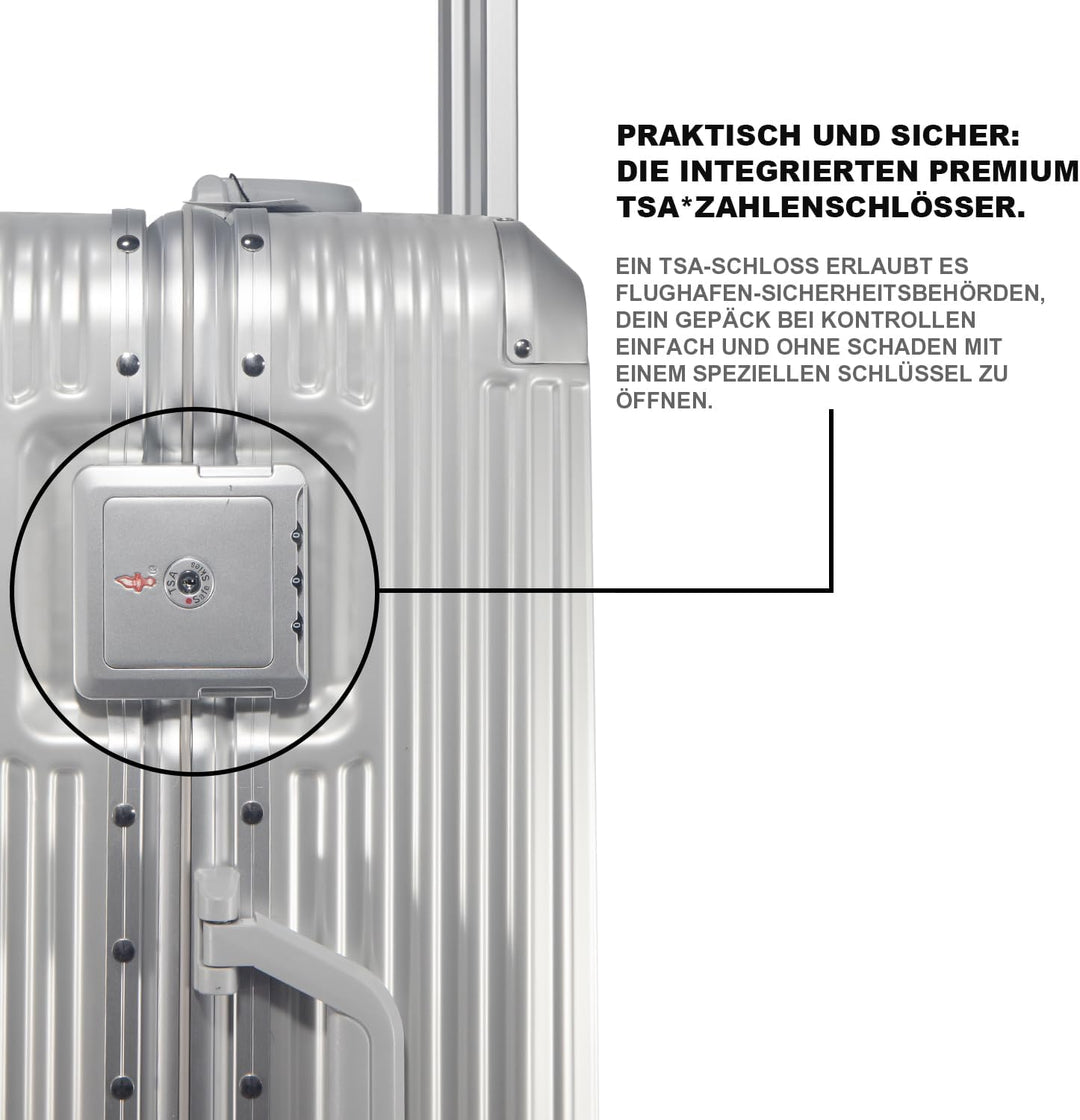 FusionShell Aluminiumrahmen Hartschalen Kofferset 3-teilig, 57 68 77 cm (43L 65L 110L), Formstabil,