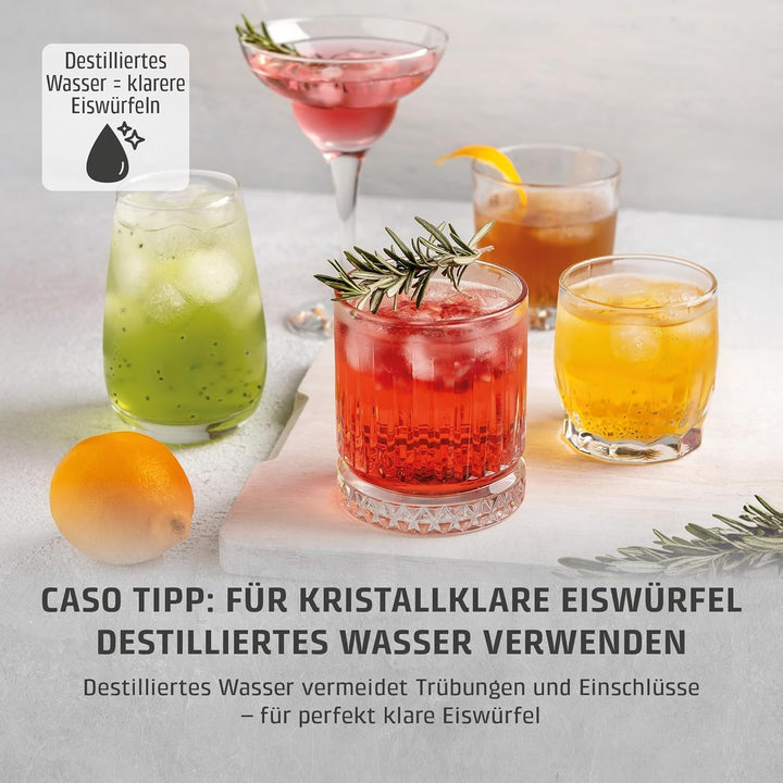 CASO Clear Ice Advanced Eiswürfelbereiter mit Kompressor – Leise 48 dB, klare & matte Eiswürfel, 8–1