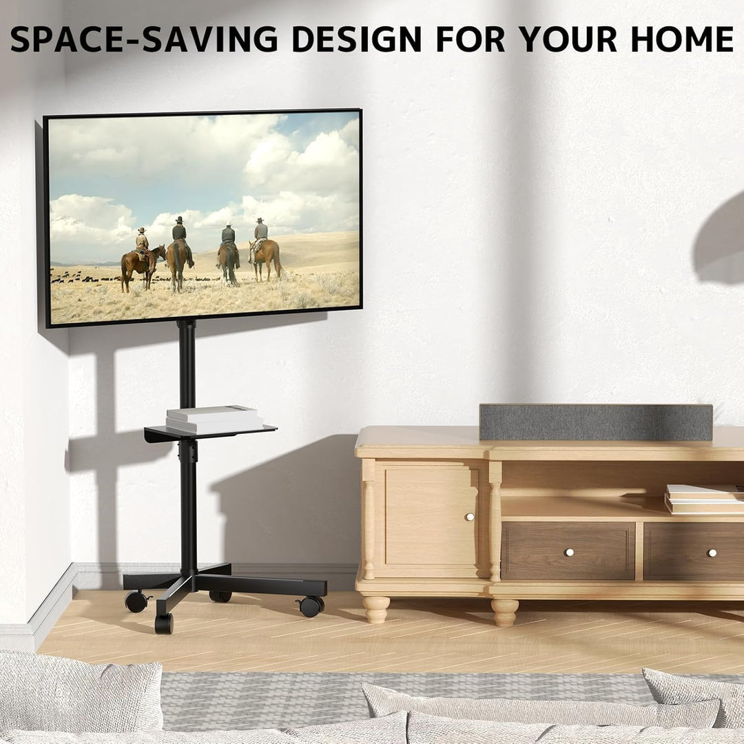 TV-Ständer Rollbar für 23-60 Zoll Fernseher - Höhenverstellbar Mobiler TV Ständer mit Rollen und Med