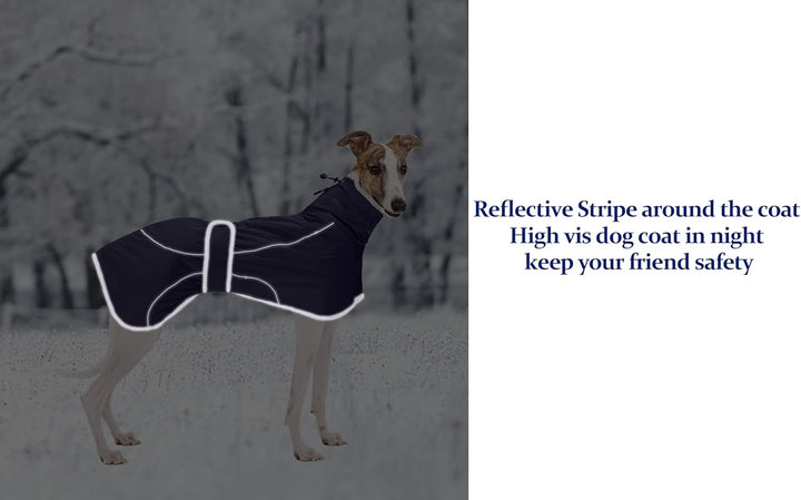 MOREZI Windhund-Wintermantel, Whippet-Mantel mit gepolstertem Fleece-Futter, Wasserabweisende Hundej
