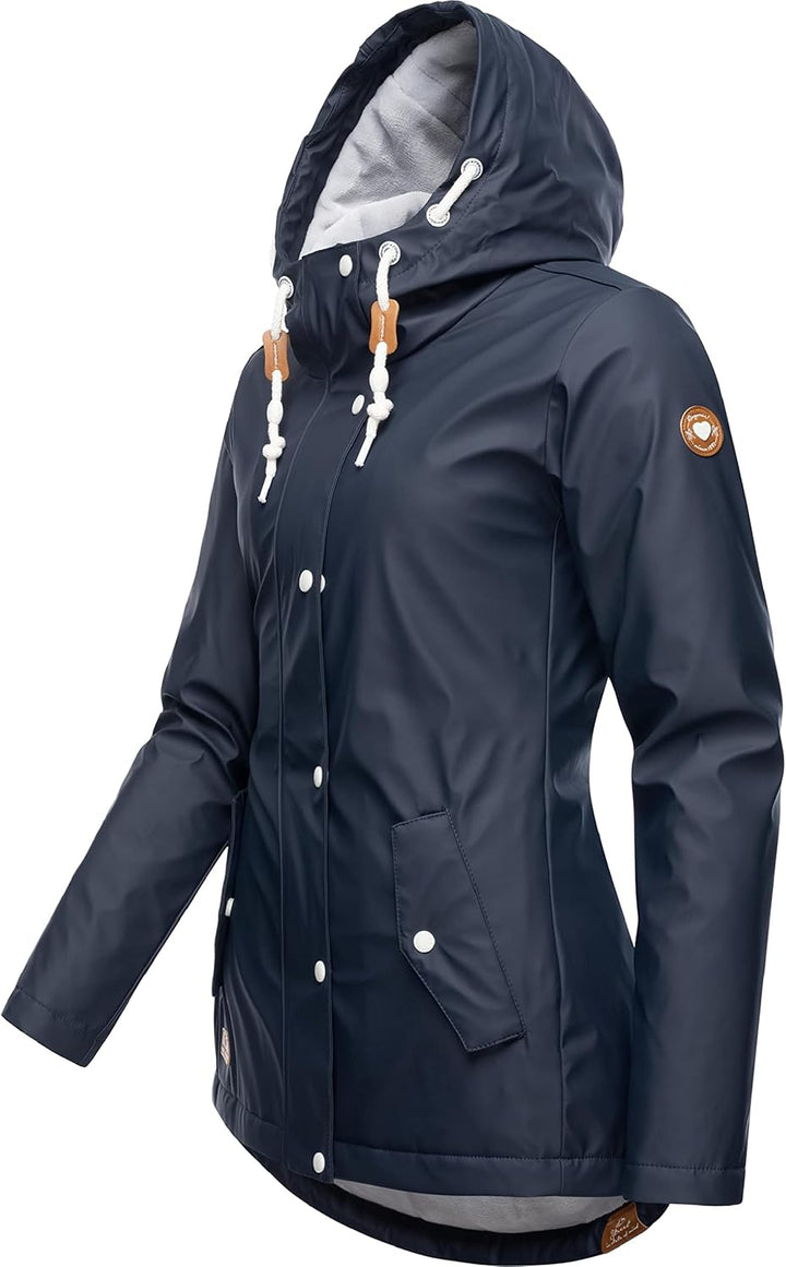 Ragwear Damen Winterjacke Kurze Regenjacke wasserdicht warm gefüttert mit Kapuze Marge XS-6XL L Navy