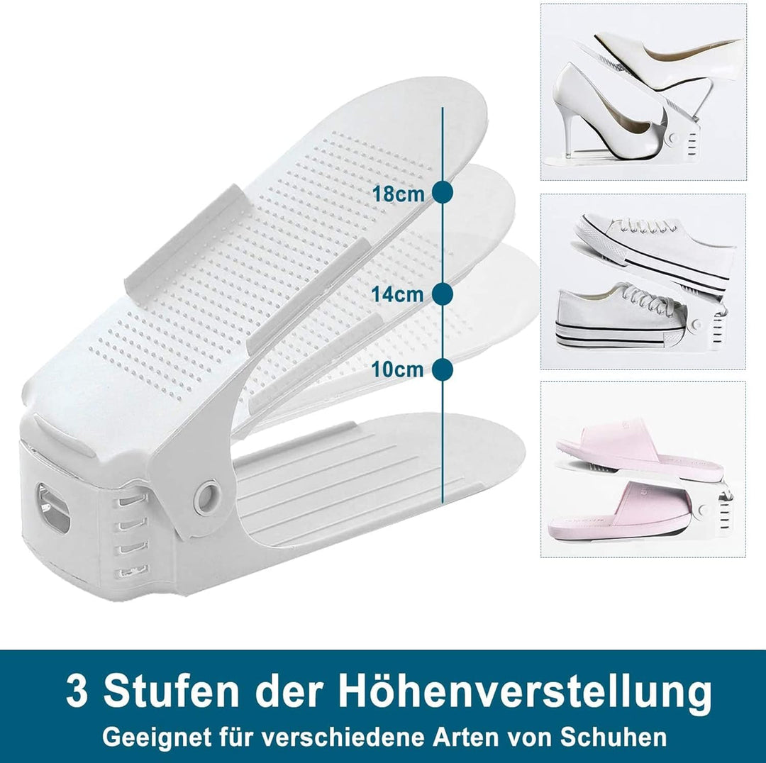 Froadp 50 Stück Einstellbare Schuhorganizer aus PP-Material rutschfest Schuhstapler mit 3 Höhenverst