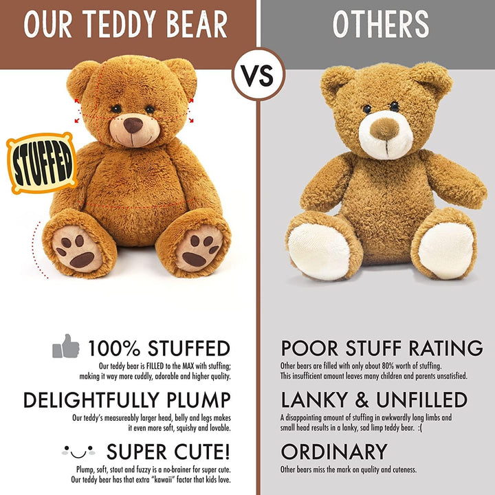 LotFancy Teddybär Kuscheltier 50cm, Plüschtier Stofftier Teddy, Süsses Geschenk für Kinder Mädchen F