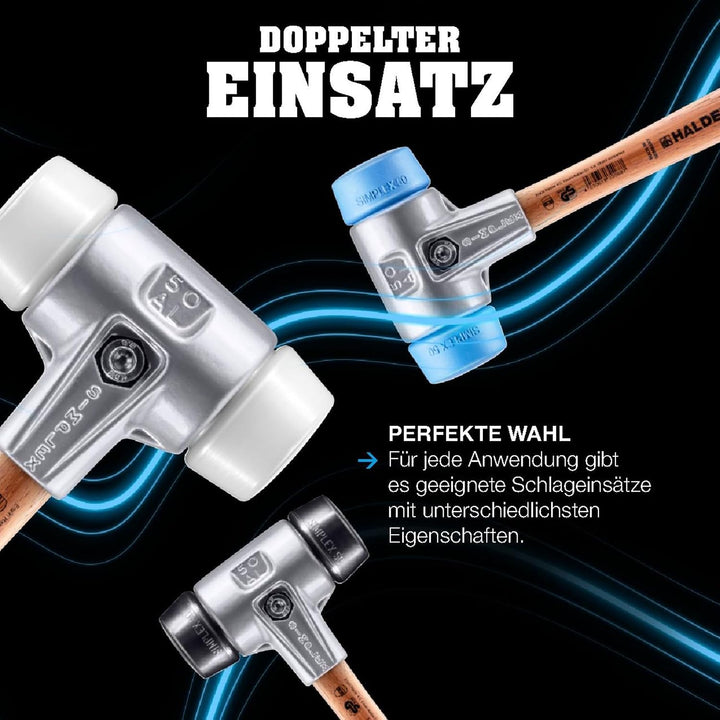 SIMPLEX-Schonhammer, TPE-soft; mit Aluminiumgehäuse und hochwertigem Holzstiel | D=60 mm | 3101.060