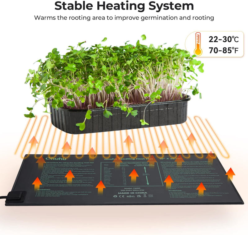 Ohuhu Heizmatte Wärmematte für Sämling Germination, Wasserdichtes Heizmatte Pflanzen Gewächshaus Hei