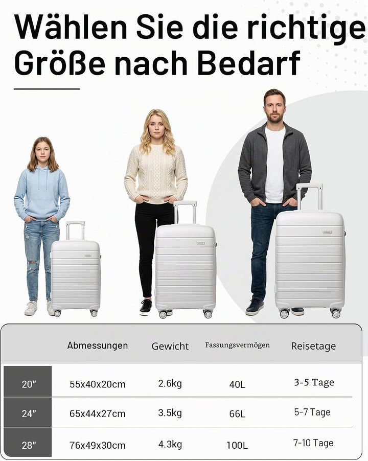 KONO Carry-ons Luggage Kleiner Koffer Handgepäck 55x40x20 Leicht Kabinentrolley Handgepäckkoffer Har