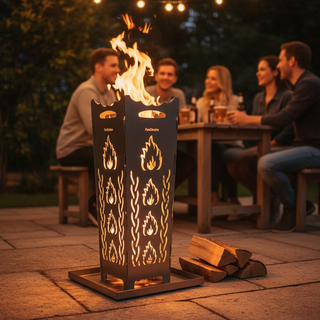 FireDesire Grill Pro Feuerkorb mit massiver Grillplatte und Ascheschale, Feuerschale mit Grillplatte
