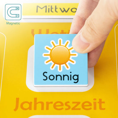 Navaris Kalender Tafel für Kinder - Lerntafel Jahreszeiten Uhr - Magnet Spiel Lernuhr - Kinderkalend