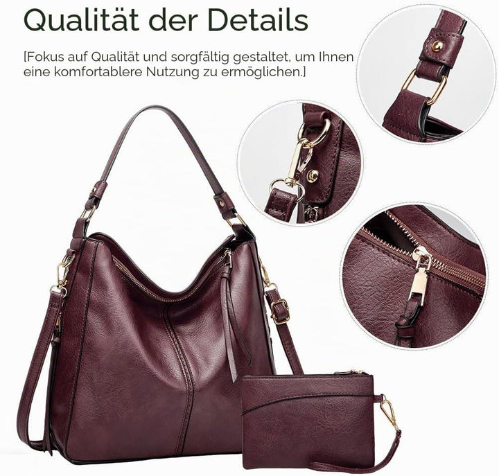 Lifetooler Handtaschen Set Gross Leder Tasche Schultertasche Hobo Taschen Damen Portemonnaie Geschen