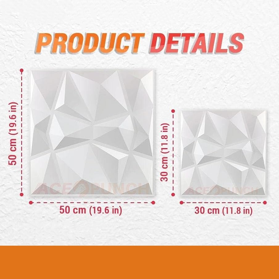 Acepunch New 12 Stücke Weiss 30CM X 30CM Strukturierte PVC wasserdicht-3D-Wandpaneele mit Diamantdes