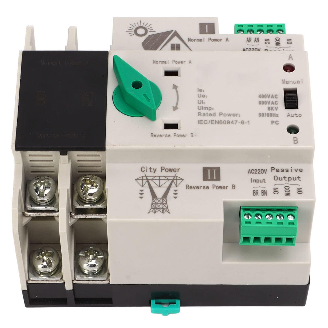 Dual Power Automatic Transfer Switch 220 V, 2P Power Switch Controller Hochtemperaturbeständig, unte