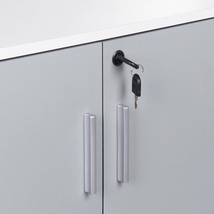 Büroschrank grau / weiss 80 x 80 x 40 cm abschliessbar für Wohnzimmer Büro Zehna