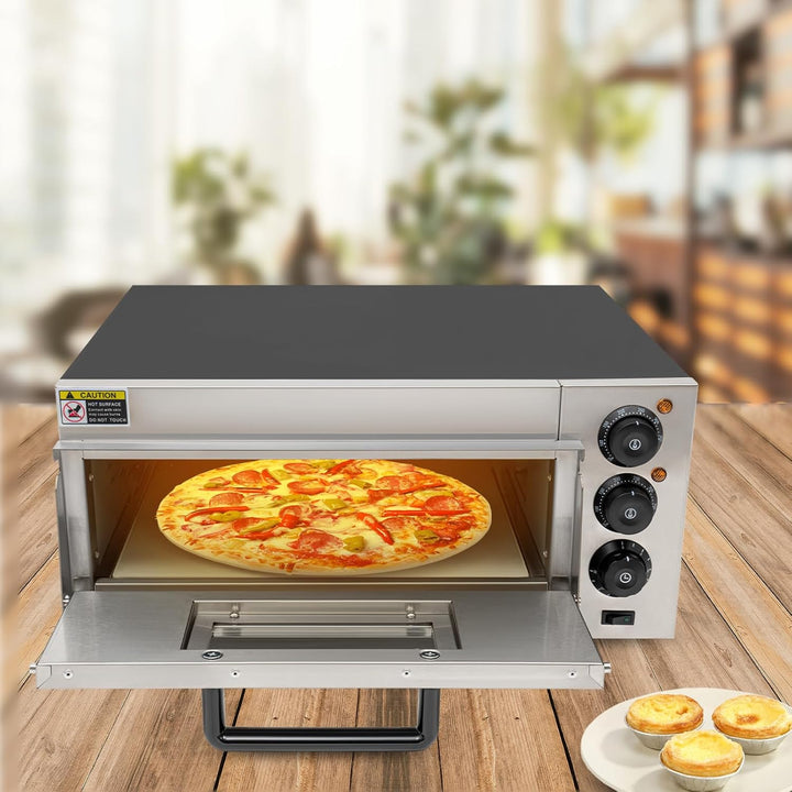 2000W Pizzaofen Schwarz Single-Layer Moderner Elektrischer Arbeitsplattenofen EU-Standard Backofen 2