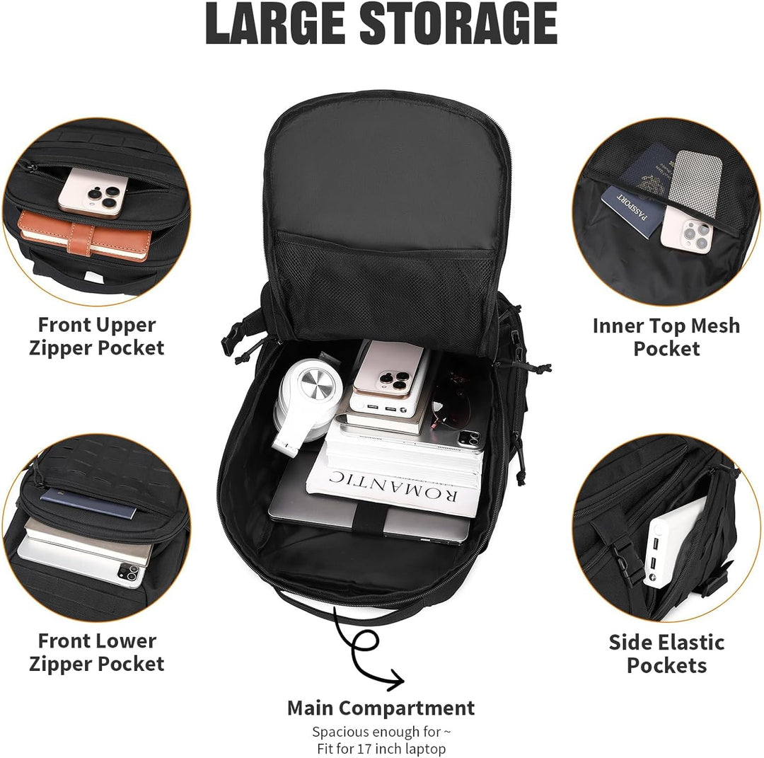 VINBAGGE Rucksack Taktischer 40L Herren Wanderrucksack Trekkingrucksack Angelrucksack Molle Schulter