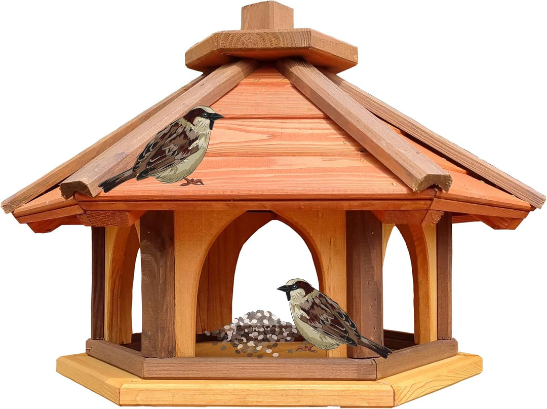 Vogelhaus mit Stander aus Holz, wetterfest, vogelfutterhaus, Futterhaus, Futterstation für Wildvögel