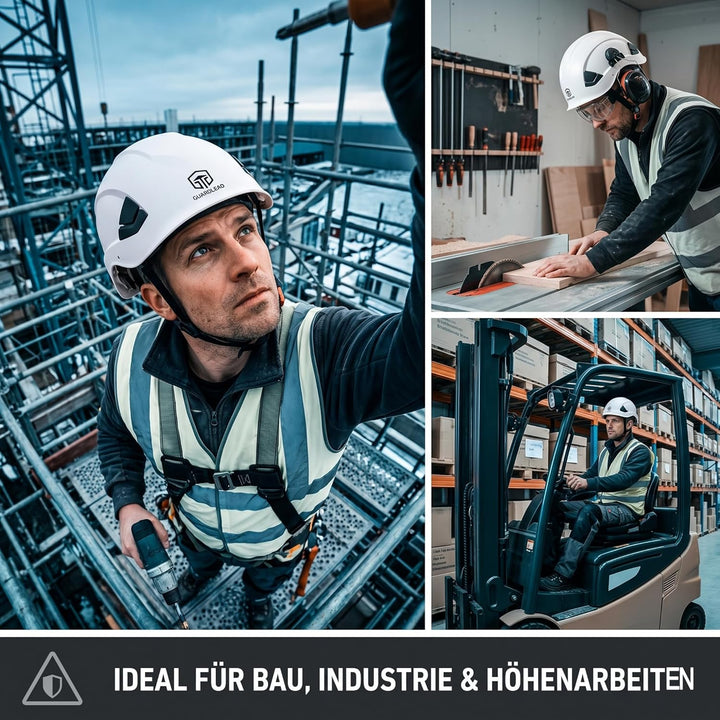 ABS-Sicherheitshelm, Arbeitshelm Schutzhelm, mit Belüftungslöchern und verstellbarem Kopfband, EN 39
