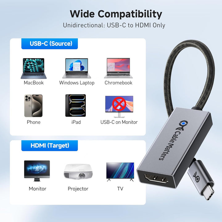 Cable Matters 48Gbps USB C auf HDMI 2.1 Adapter (USB C HDMI Adapter) für 4K 120Hz und 8K 60Hz HDR -