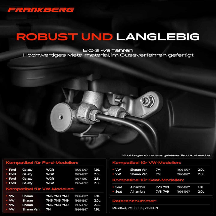 Frankberg Vorne Rechts Hauptbremszylinder Kompatibel mit Galaxy WGR 1.9L-2.8L 1995-1997 Transporter