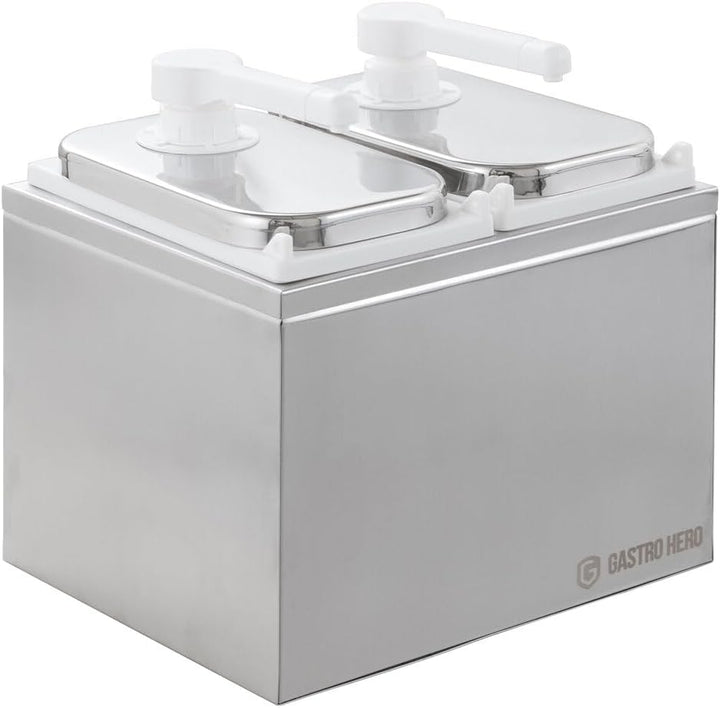 GastroHero Saucenspender 2x 2 Liter – Dosierpumpe PP für Saucen, Ketchup, Mayonnaise, Dressings &amp; Fl