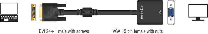 DELOCK 65658 Adapterkabel DVI 24+1 Stecker > VGA Buchse schwarz