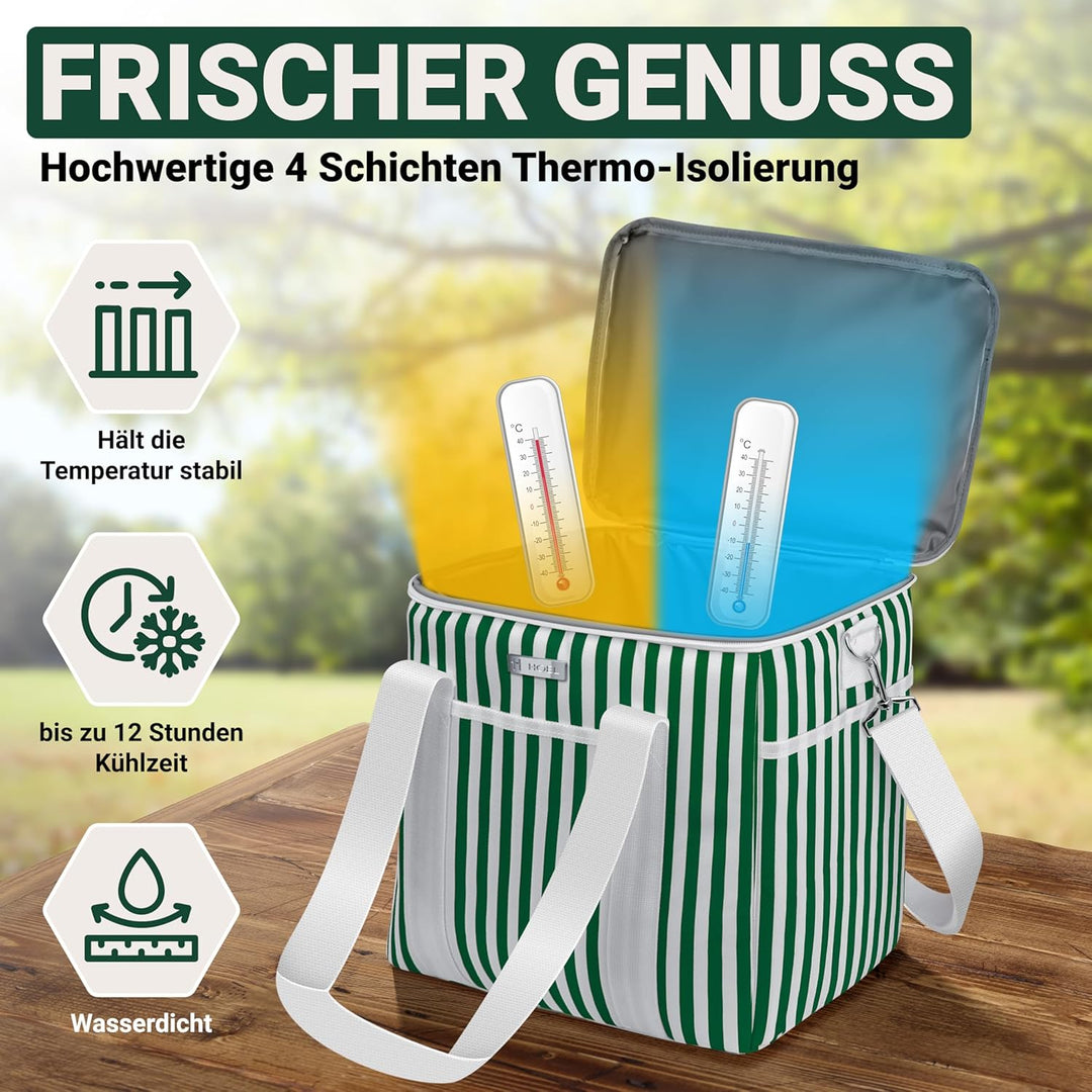 HOEL Kühltasche gross 20L &amp; 30L faltbar - Isolierte Thermotasche - Lunchtasche wasserdicht &amp; auslauf