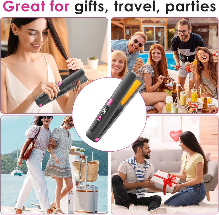 Mini Glätteisen 2 IN 1 Locken & Glätten für Alle Haartypen, Mini Haarglätter für Kurzes Haar, 6 Temp