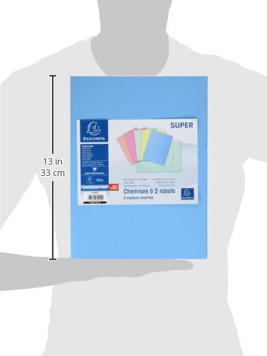 Exacompta Super 250 PACK 50 Hemden für A4 2 Klappen 24 x 32 cm farblich sortiert, farblich sortiert