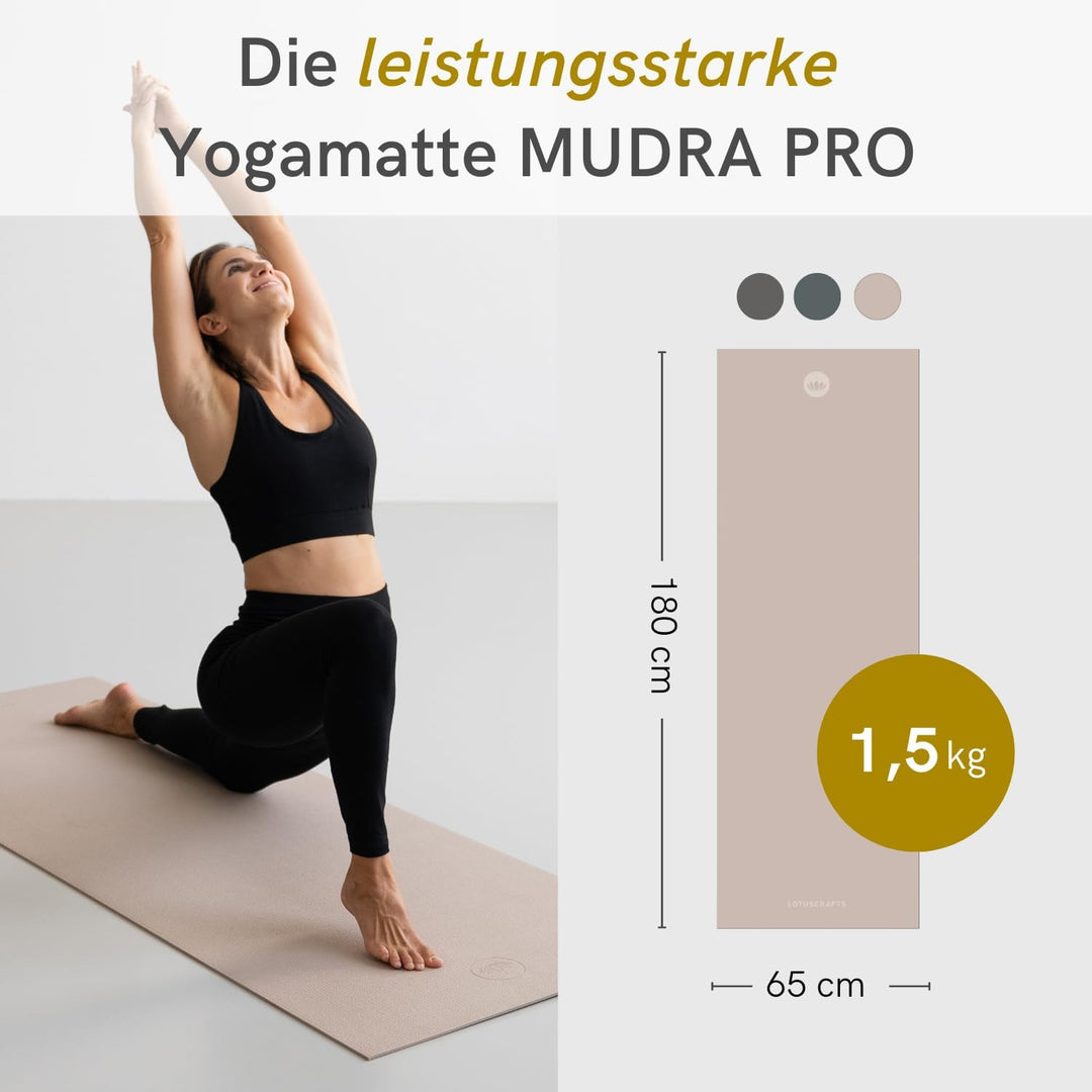 LOTUSCRAFTS® Yogamatte rutschfest, universell nutzbar als Trainingsmatte, Sportmatte, Gymnastikmatte