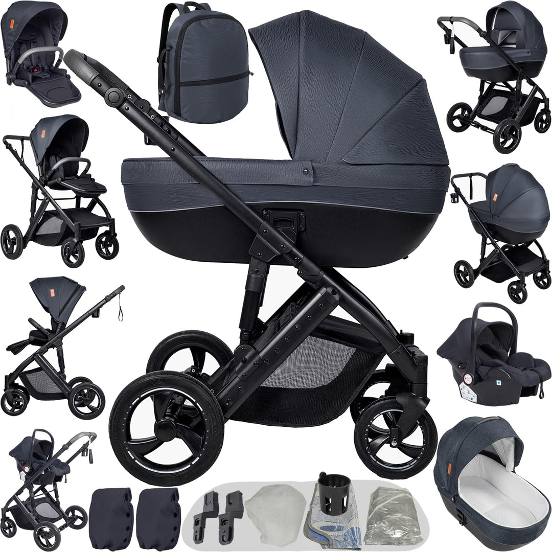 Kinderwagen 4 in 1, Buggy mit Umkehrbarem Zwei-Wege-Schub, Kinderwagen mit Faltbarem Tragbarem One-C