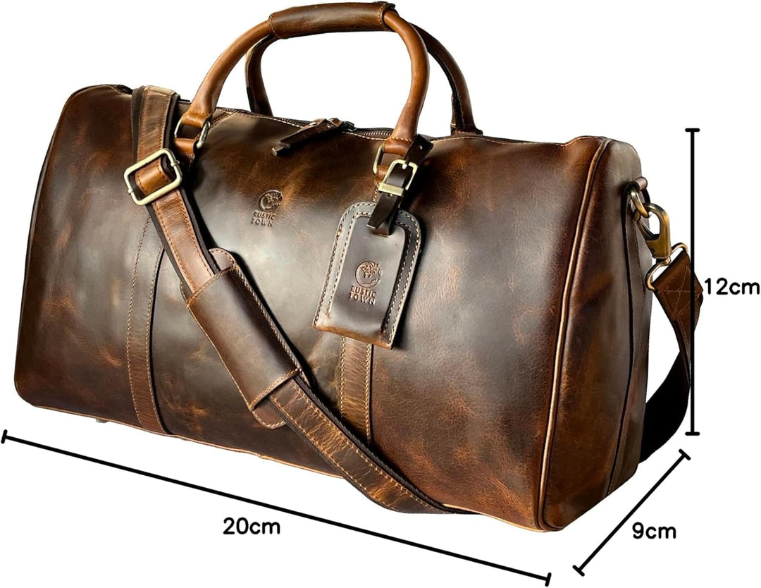 Rustic Town gross Leder Reisetasche - Carry On Vintage Umhängetasche Duffel Bag Weekender Tasche für
