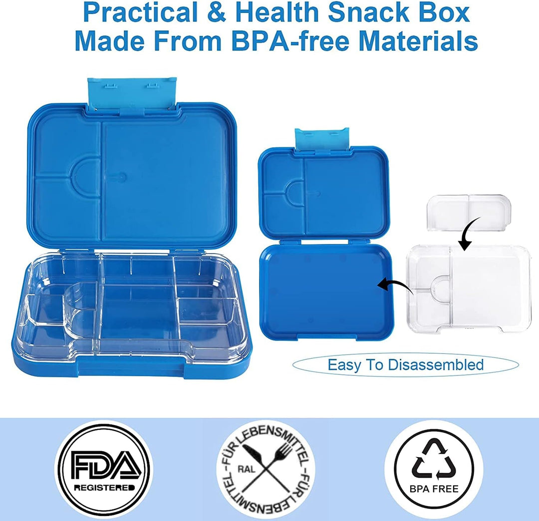 Lunchbox Kinder Bento Box, Brotdose mit Fächern, Robust und Auslaufsicher Brotzeitbox für Kinder Erw