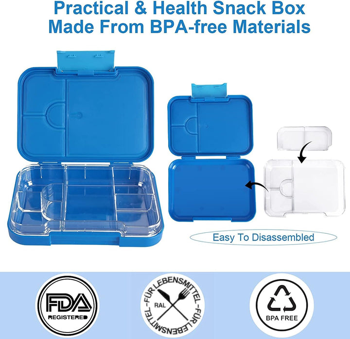 Lunchbox Kinder Bento Box, Brotdose mit Fächern, Robust und Auslaufsicher Brotzeitbox für Kinder Erw