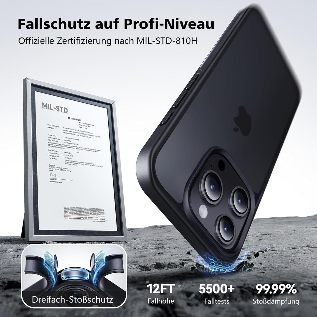 CASEKOO 9-Jahr-Klassiker für iPhone 16 Pro Hülle [TOP Militärschutz] Stossfeste Kratzfeste Schutzhül
