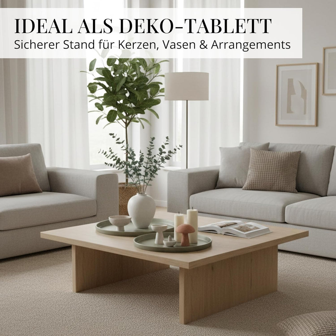 Deko Tablett 3er Set, Serviertablett rund (25 cm, 30 cm, 40 cm), Dekotablett für Adventskranz, Kerze
