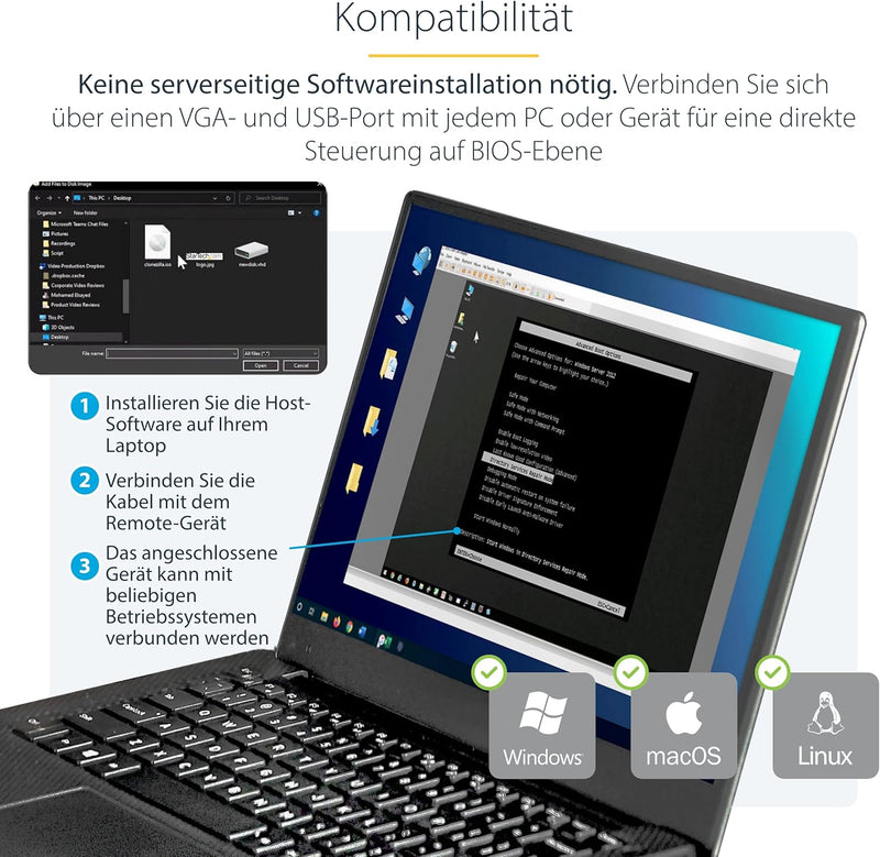 StarTech.com USB Crash Cart Adapter - Portables KVM Adapter - Laptop KVM Konsole für Headless Geräte