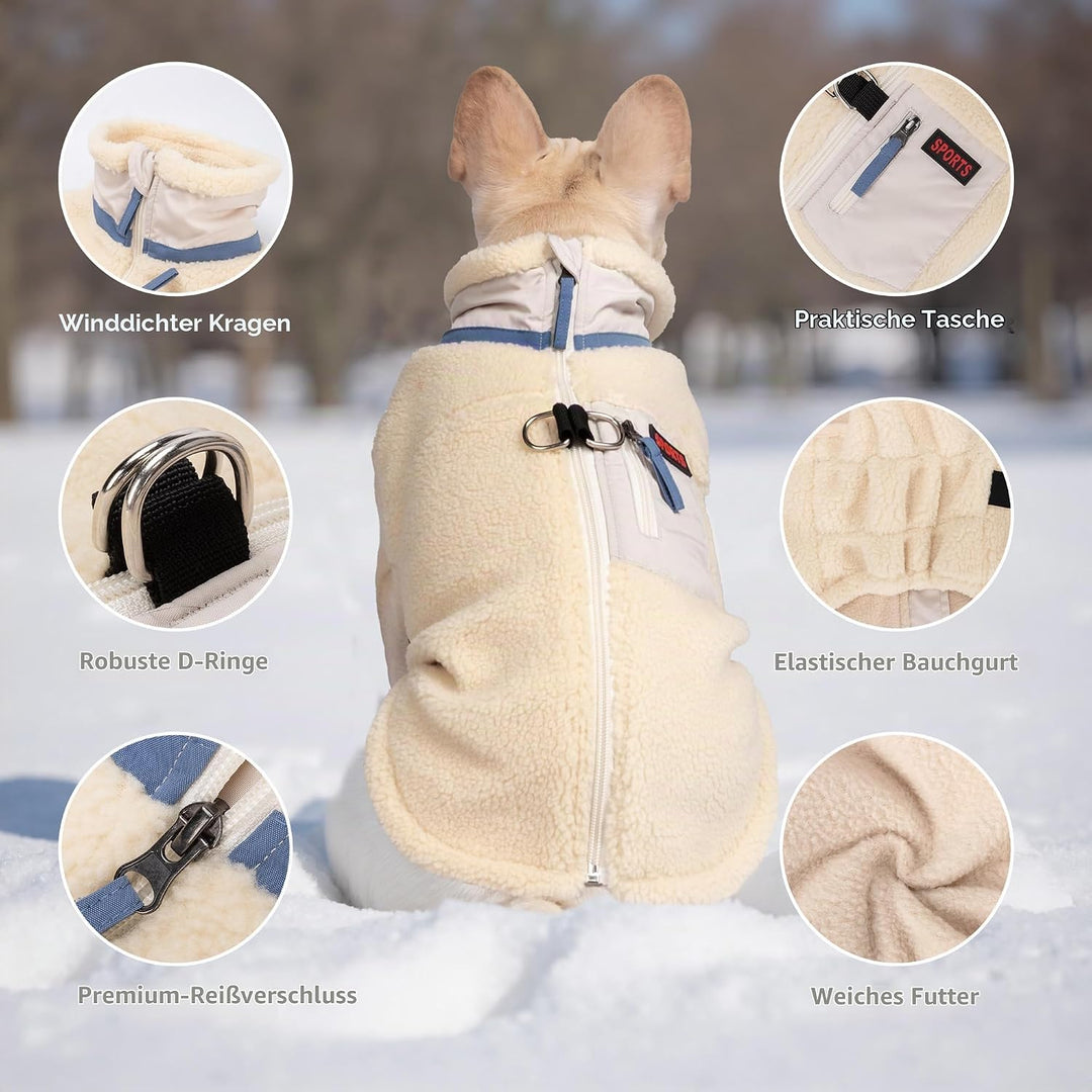 FEimaX Warme Hundemantel Winddichte Haustier Winter Fleece Hundejacke Winterweste mit D-Ring Hundekl