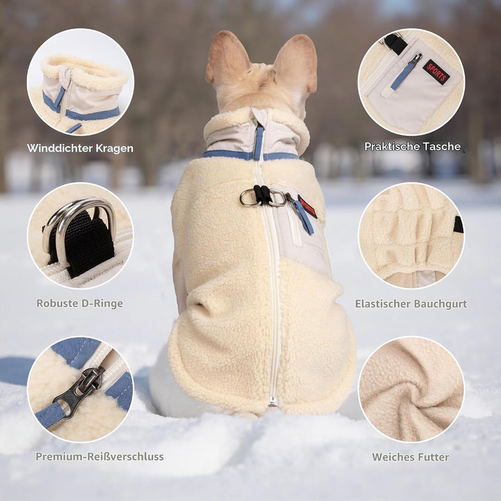 FEimaX Warme Hundemantel Winddichte Haustier Winter Fleece Hundejacke Winterweste mit D-Ring Hundekl