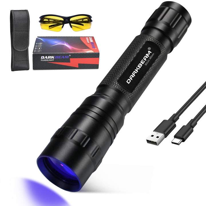 DARKBEAM UV-Taschenlampe 365nm Licht Schwarzlicht, Mini Leistungsstarke Holzlampe USB-C Wiederauflad