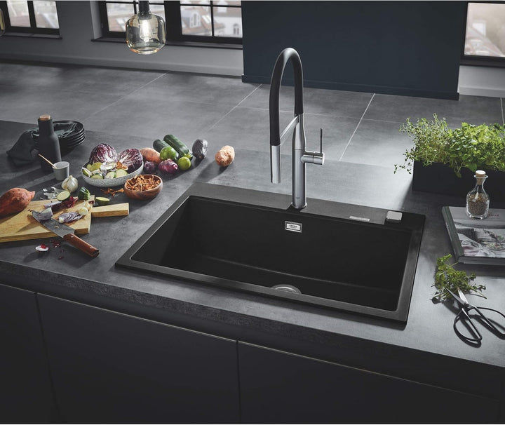 GROHE K700 | Kompositspüle | granit schwarz | 31652AP0 K700 Granit Schwarz 78 x 51 cm Kompositspüle,