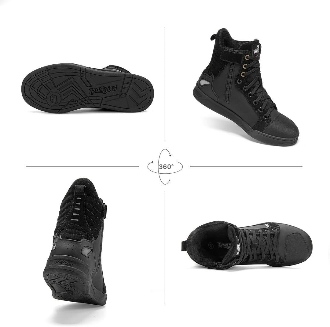 BORLENI Motorradschuhe Herren Winter Plus Samt Warm Motorradstiefel Männer Fleecegefütterte Schuhe L