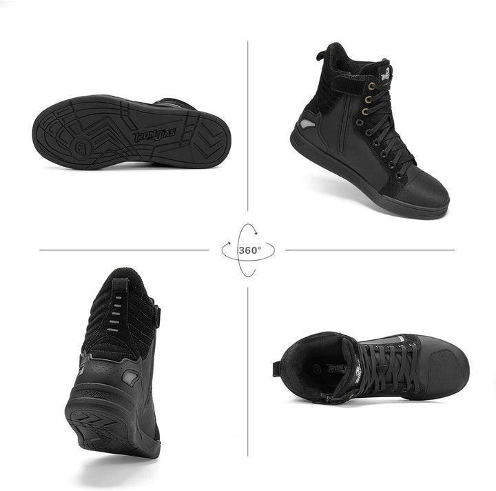 BORLENI Motorradschuhe Herren Winter Plus Samt Warm Motorradstiefel Männer Fleecegefütterte Schuhe L