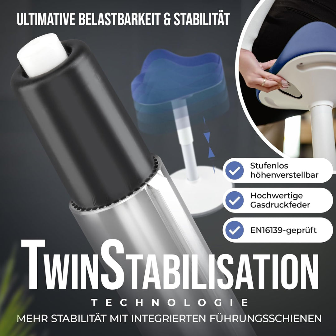 SH-01S Bürohocker Ergonomisch [IGR Zertifiziert] | Sitzhocker ergonomisch höhenverstellbar [47-65 cm