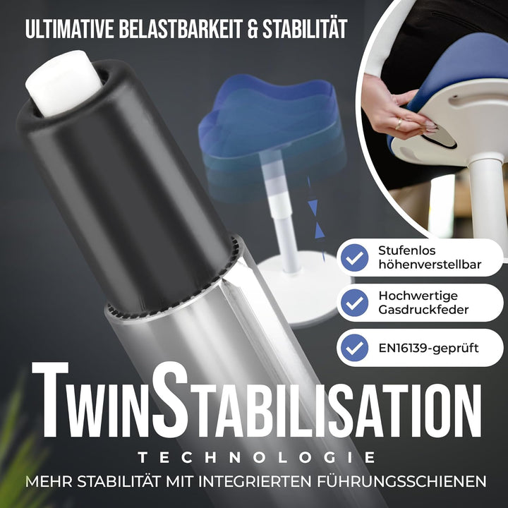 SH-01S Bürohocker Ergonomisch [IGR Zertifiziert] | Sitzhocker ergonomisch höhenverstellbar [47-65 cm