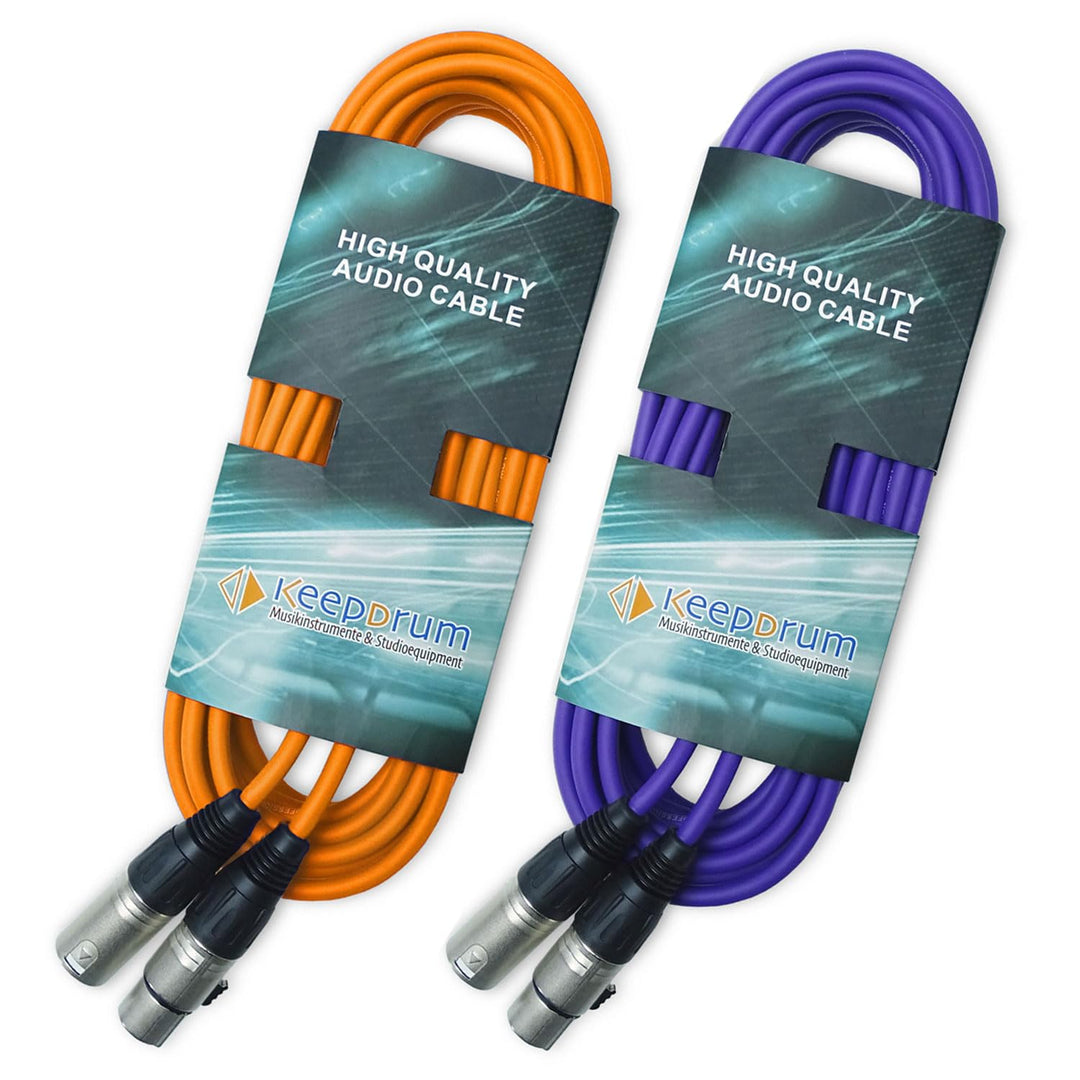 keepdrum mc001xx-10m Mikrofonkabel 3-polig XLR 10m Orange Lila 2 Stück 2x 10m Orange Lila, 2x 10m Or