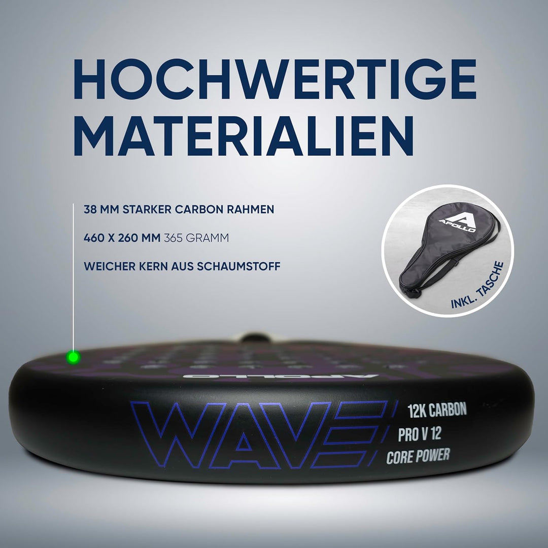 Apollo Padel Schläger - Padelschläger für Anfänger und Fortgeschrittene, Carbon-Schläger für Damen u