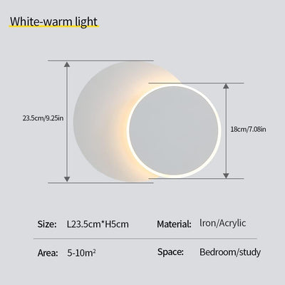 DELIPOP LED Wandleuchte Innen, 12W Kreative Eclipse 2 in 1 Wandlampe 360° drehbar, Weiss Rund Design