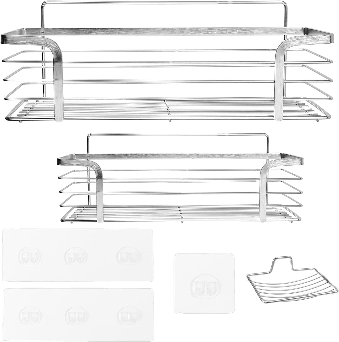Kamtop 3pcs Duschkörbe Ablagen Wandablage Duschkorb Duschablage Seifenschale ohne Bohren, selbstkleb