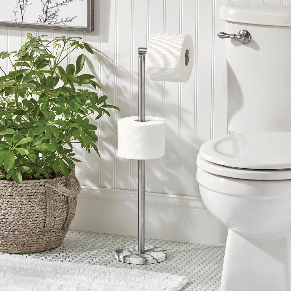 mDesign Toilettenpapierhalter frei stehend – moderner Papierrollenhalter für Badezimmer & Gäste-WC –
