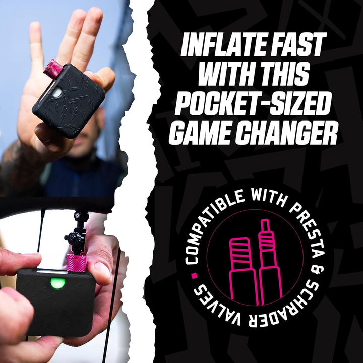Muc-Off Airmach Elektrische Mini Luftpumpe – Presta &amp; Schrader – Kompakte Fahrradpumpe mit USB-C-Sch